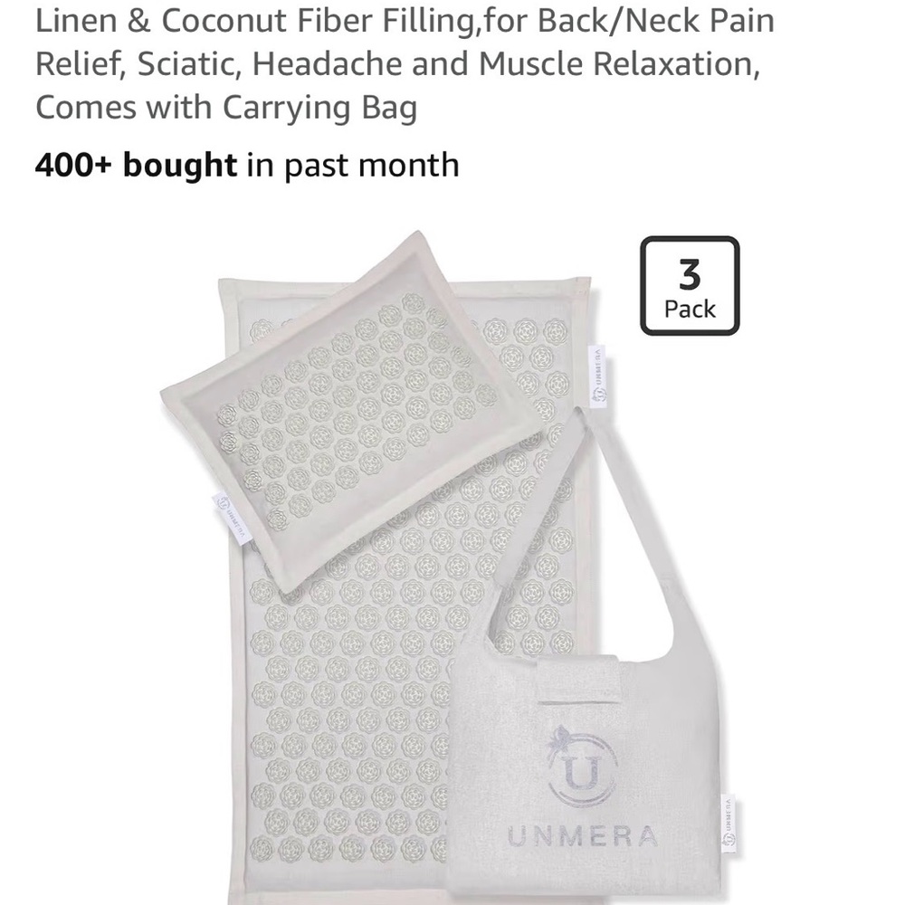 UNMERA Beige Acupressure Mat & Pillow Set - 3 Pack